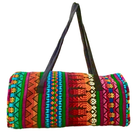 🇬🇹 GUATEMALA VINTAGE NEVER USED  DUFFLE / WEEKENDER HUIPIL TRAVEL BAG - Picture 4 of 10